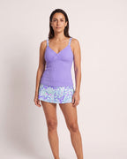 The Begur Tankini - [Purple Paisley] - front