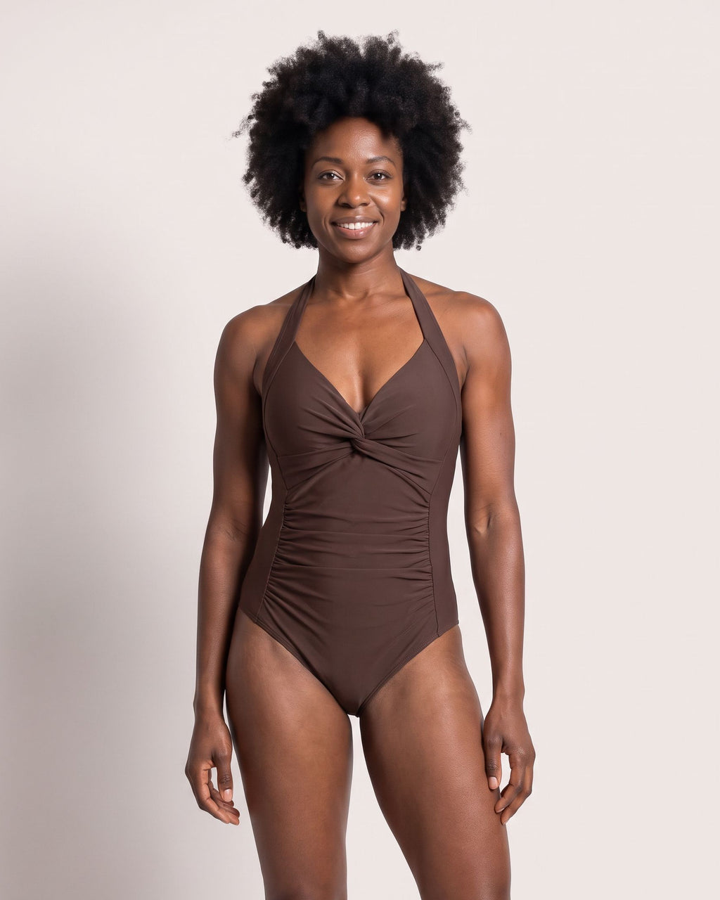The Camogli Swimsuit - [Dark Coffee] - front