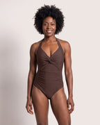 The Camogli Swimsuit - [Dark Coffee] - front
