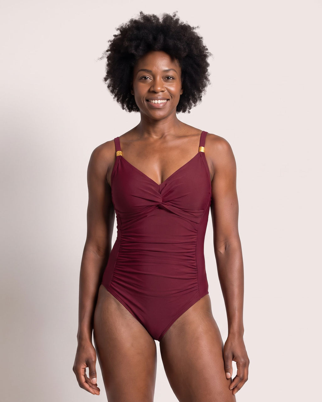 The Camogli Swimsuit - [Wine Red] - front