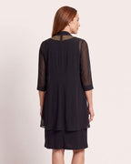 The Cannes Dress & Cardigan - [Black] - back