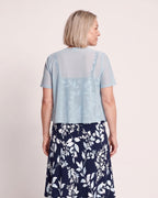 The Cassis Dress & Cardigan - [Light Blue Leaf] - back