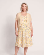 The Cassis Dress & Cardigan - [Yellow Floral] - front