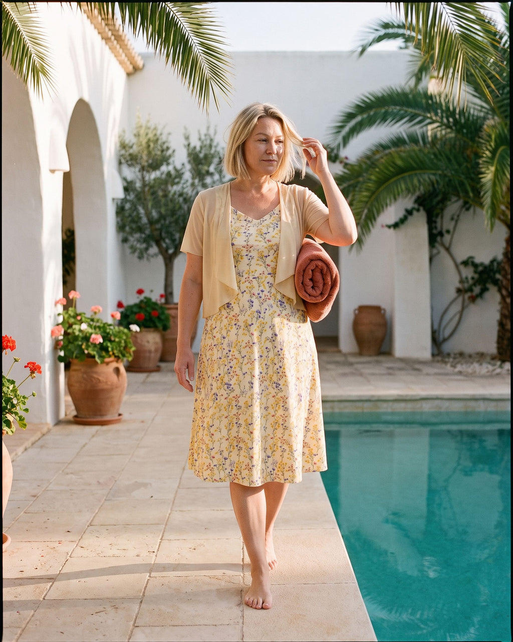 The Cassis Dress & Cardigan - [Yellow Floral] - lifestyle