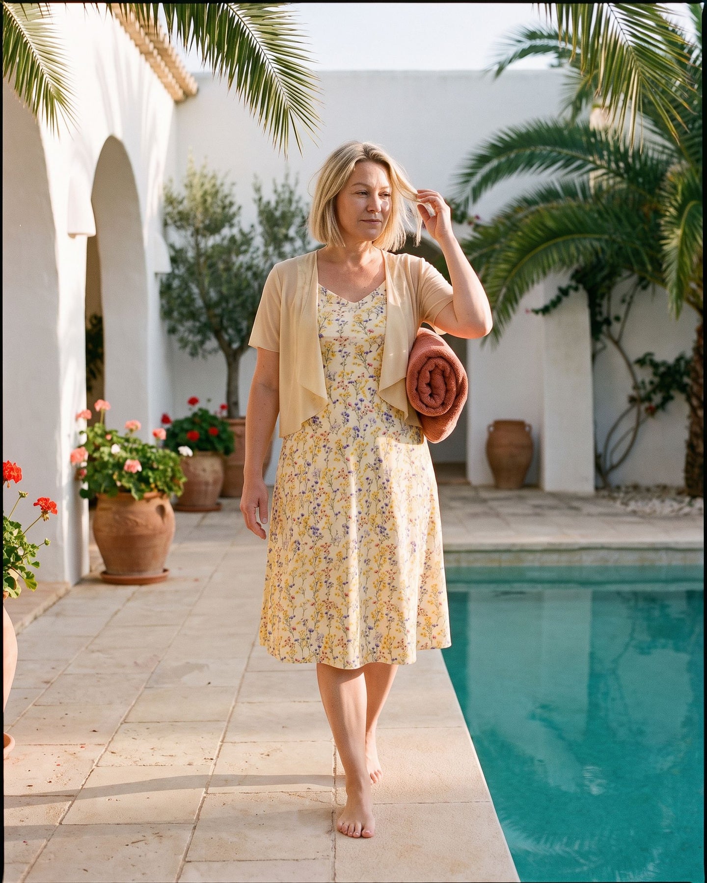 The Cassis Dress & Cardigan - [Yellow Floral] - lifestyle