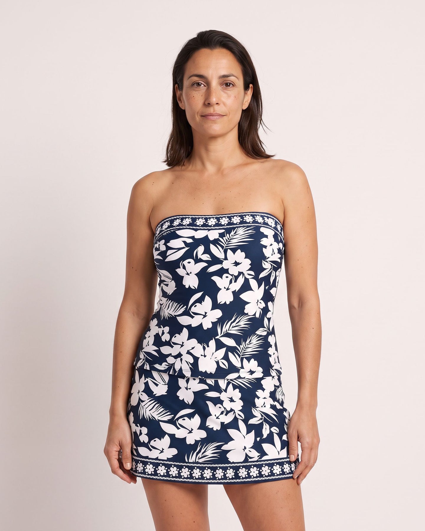 The Deià Tankini - [Navy Floral] - front