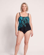 The Estepona Tankini - [Black Leaf] - front