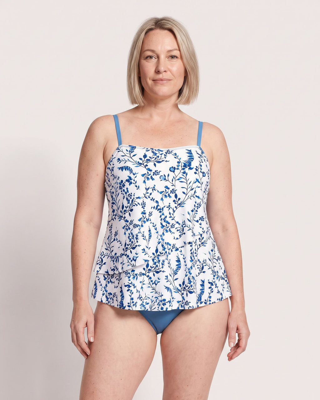 The Estepona Tankini - [Blue Floral] - front