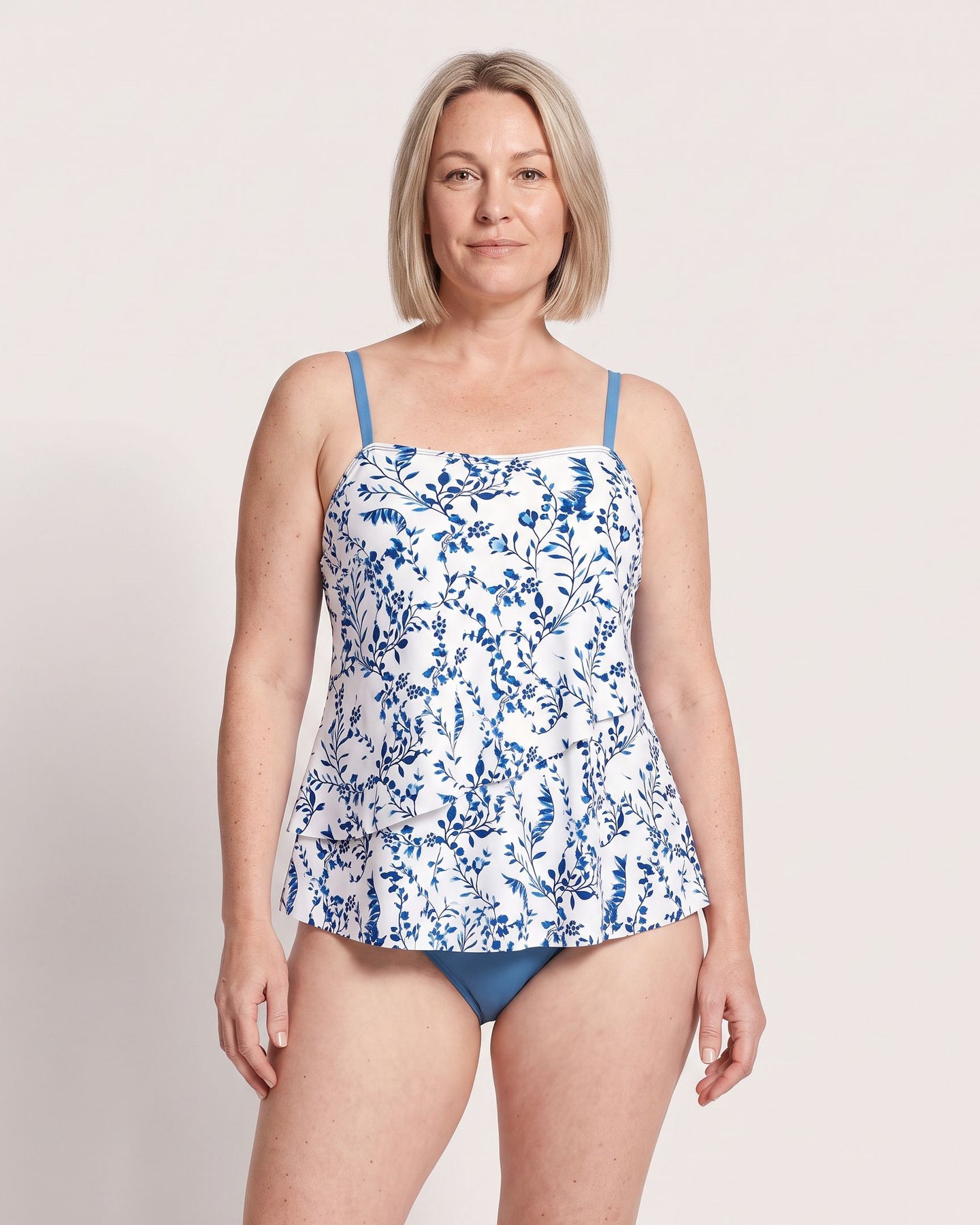 The Estepona Tankini - [Blue Floral] - front