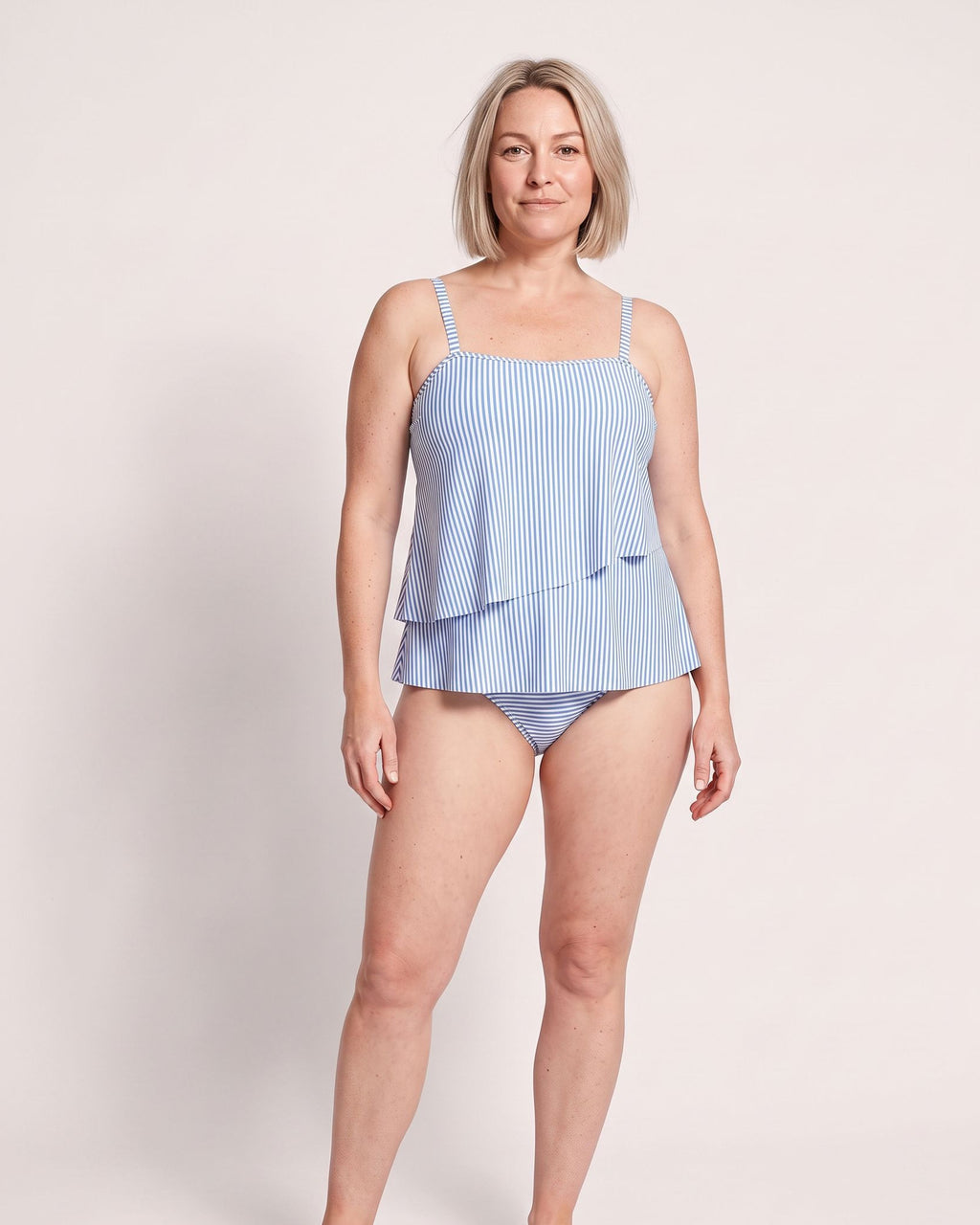 The Estepona Tankini - [Light Blue Striped] - front