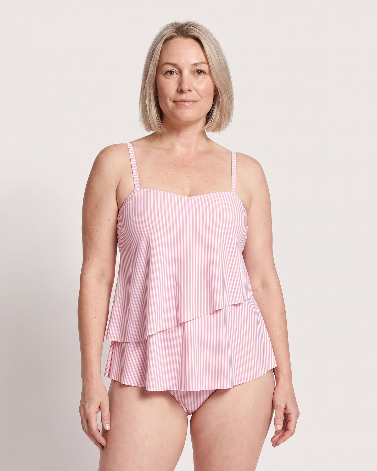 The Estepona Tankini - [Pink Striped] - front
