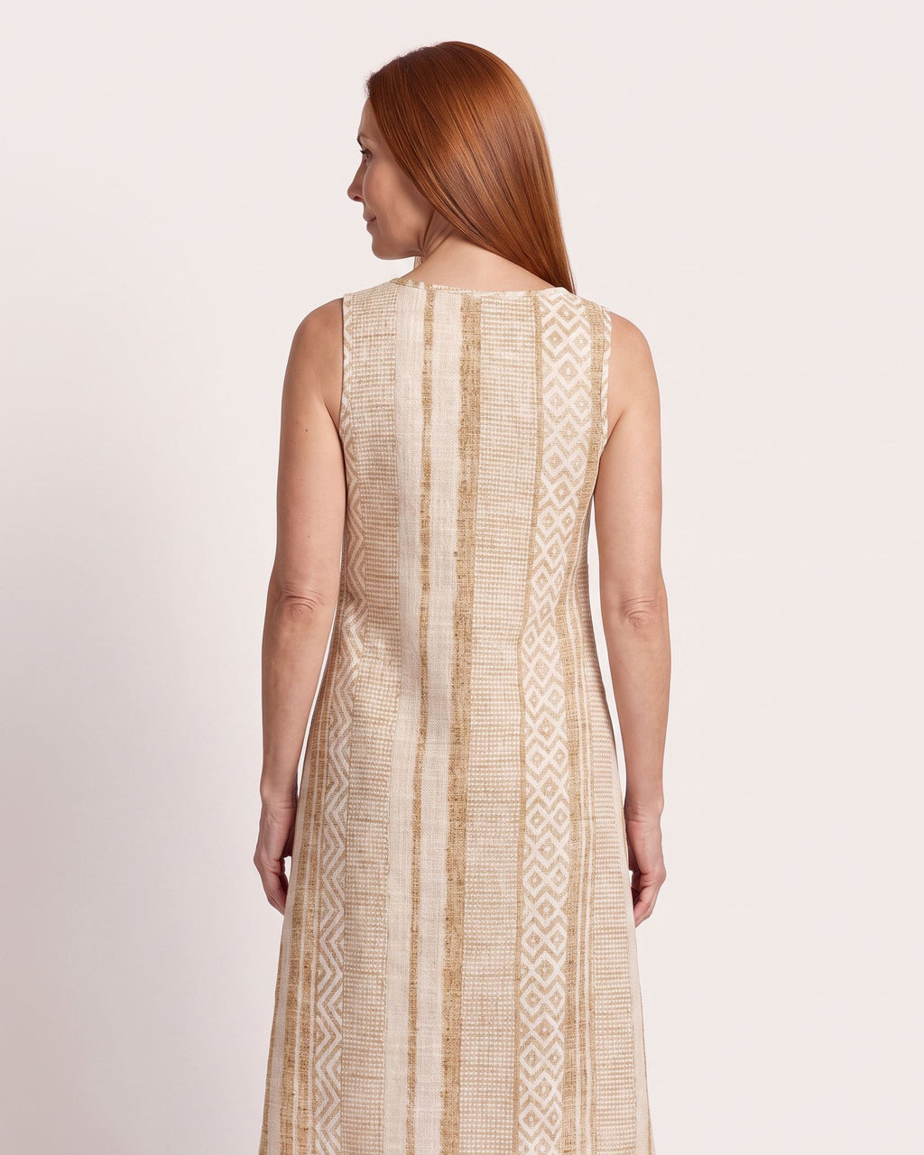 The Hyères Sundress - [Light Camel Geometric] - back