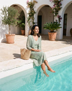The Lindos Dress & Cardigan - [Light Green Geometric] - lifestyle