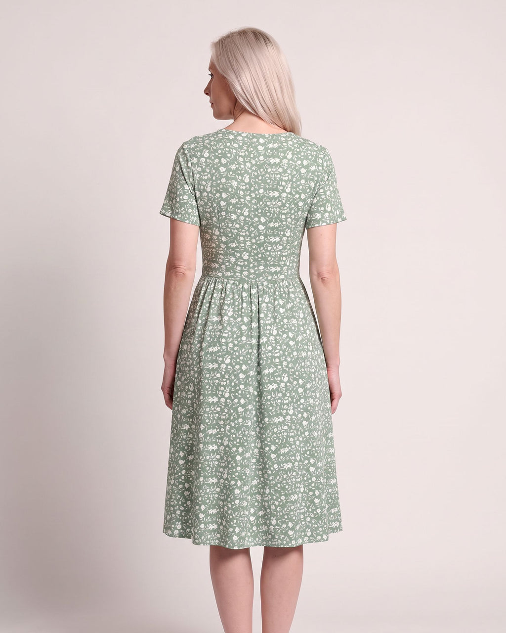 The Menton Sundress - [Light Green Floral] - back