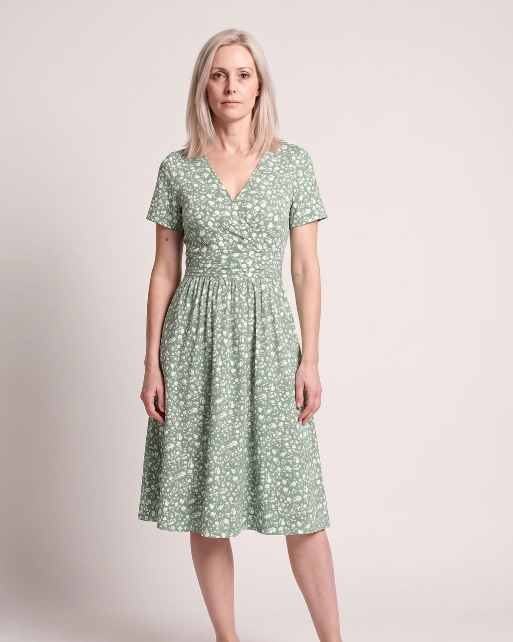 The Menton Sundress - [Light Green Floral] - front