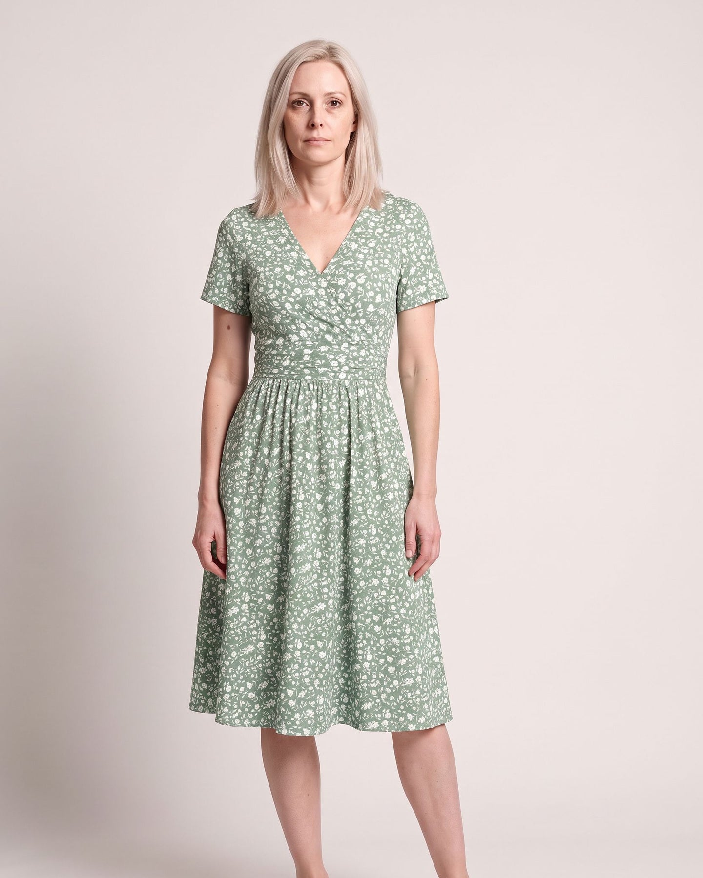 The Menton Sundress - [Light Green Floral] - front