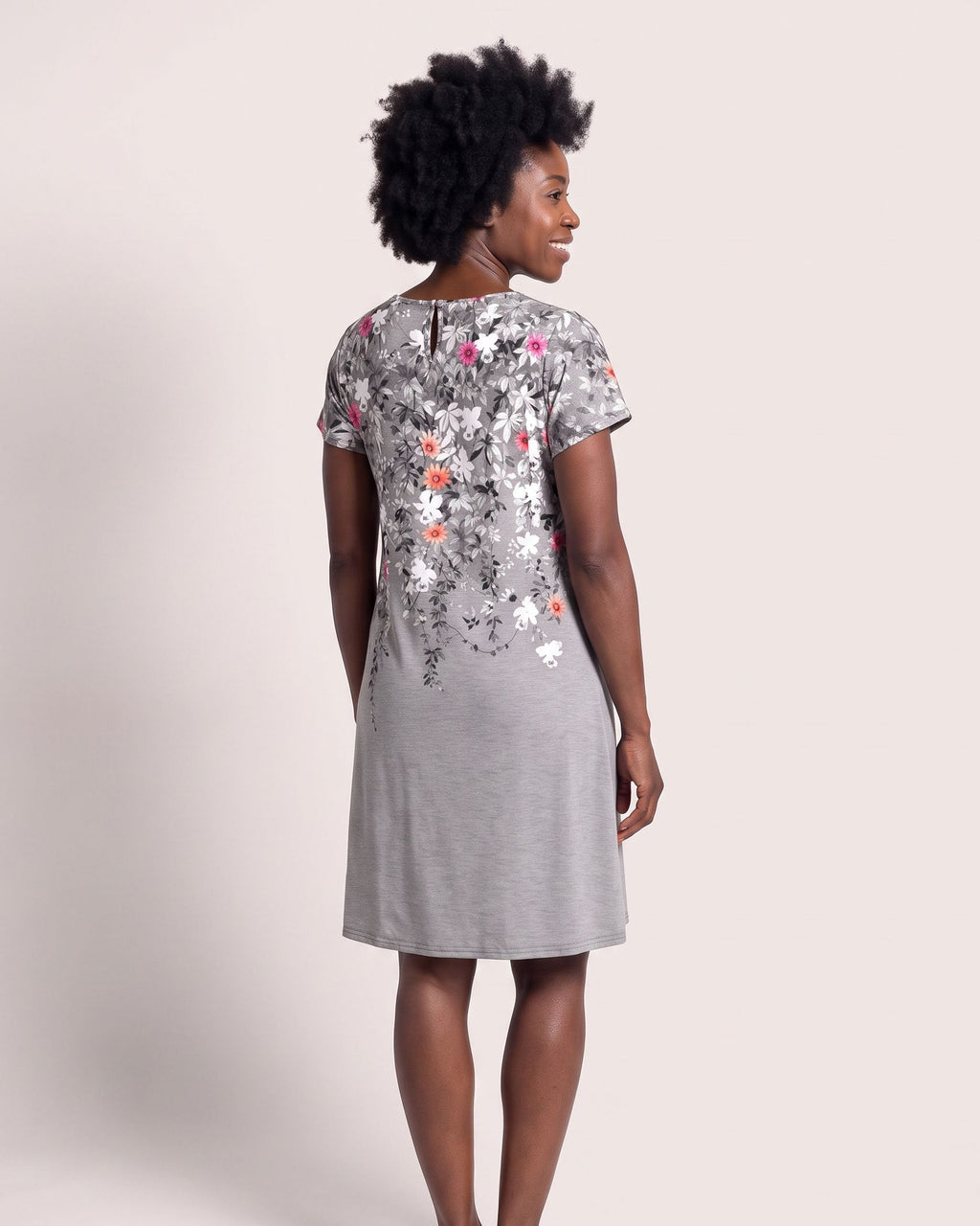 The Paros Sundress - [Grey Floral] - back