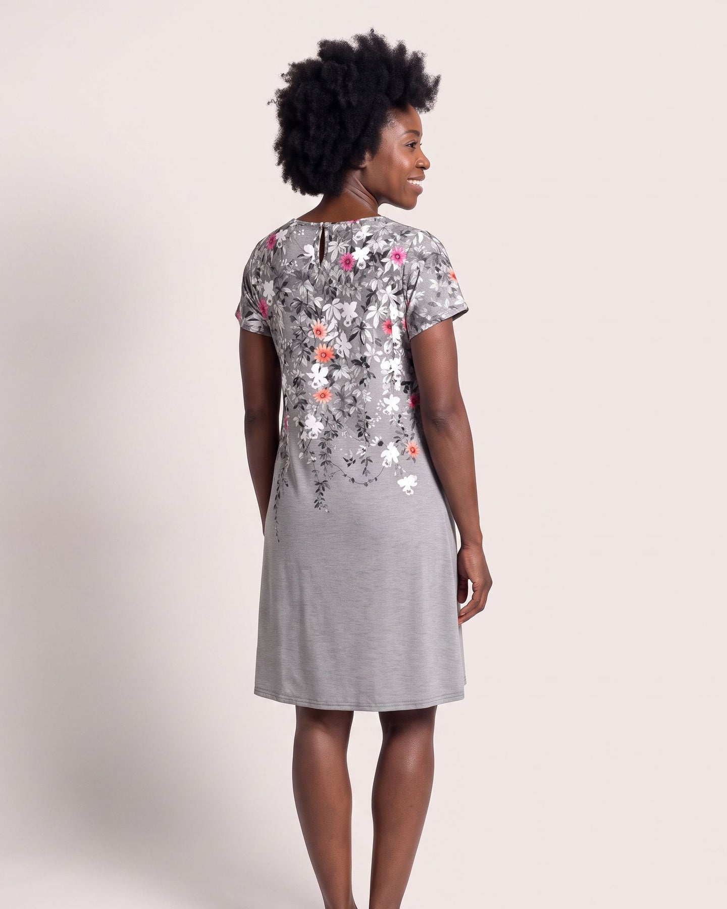 The Paros Sundress - [Grey Floral] - back