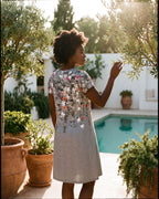 The Paros Sundress - [Grey Floral] - lifestyle