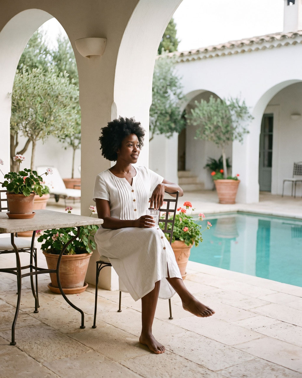 The Paros Sundress - [White] - lifestyle