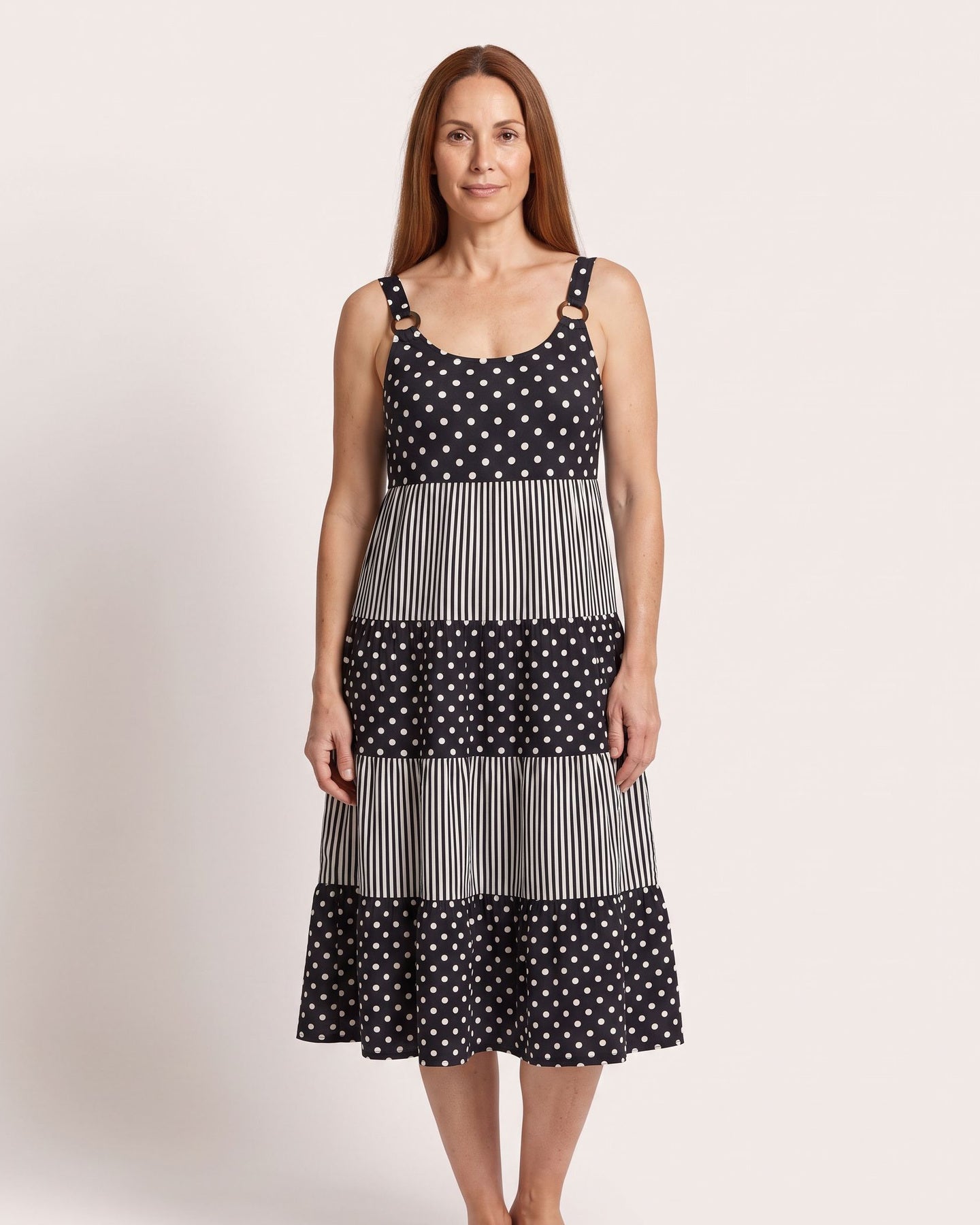 The Ramatuelle Sundress - [Black Geometric] - front