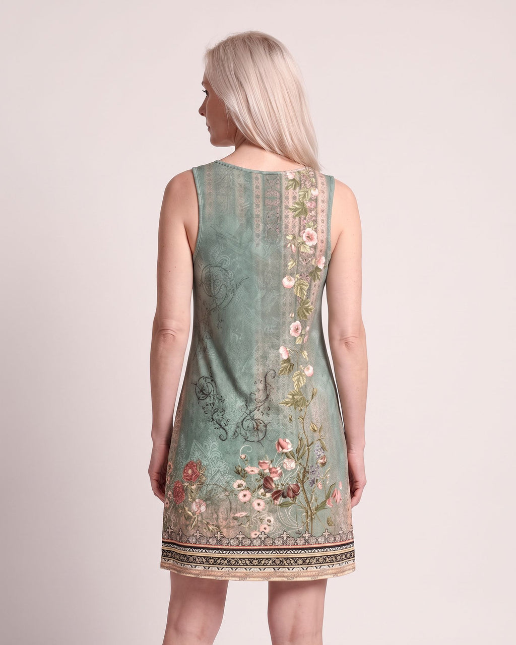 The Santorini Sundress - [Green Floral] - back