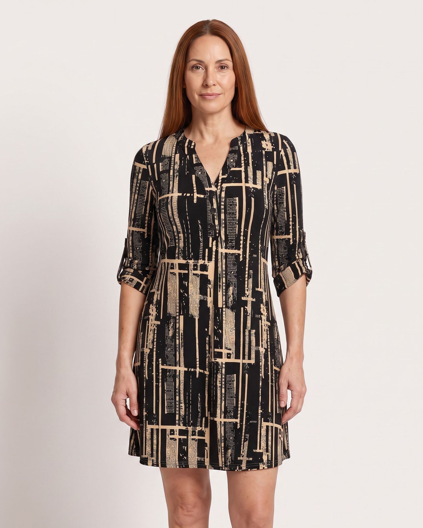 The Èze Sundress - [Black Geometric] - front